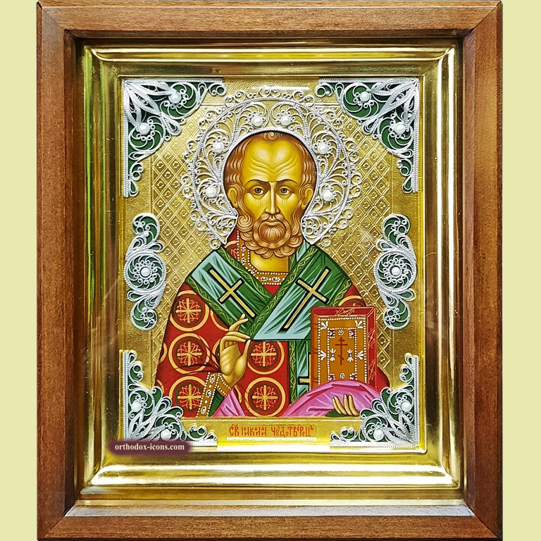 Filigree Icon of St. Nicholas