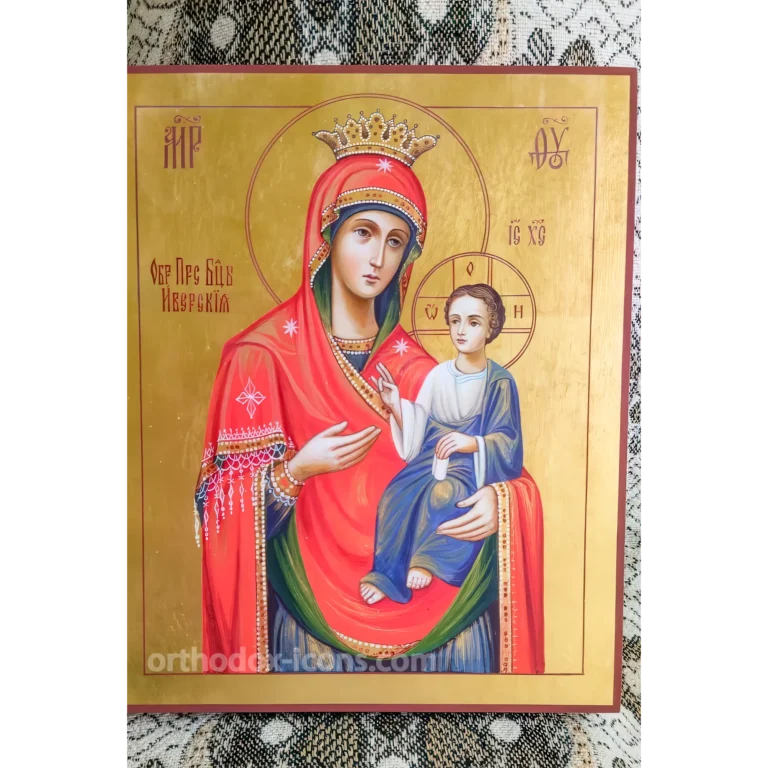 Hand Painted Icon of the Iveron Mother of God