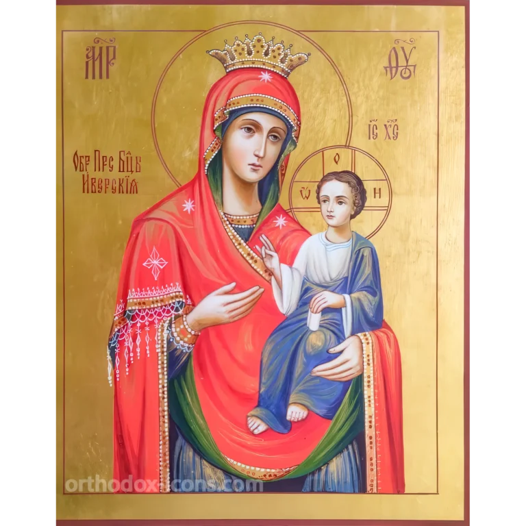 Hand Painted Icon of the Iveron Mother of God