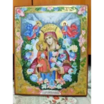 Hand Painted Icon of the Mother of God 'Unfading Flower'