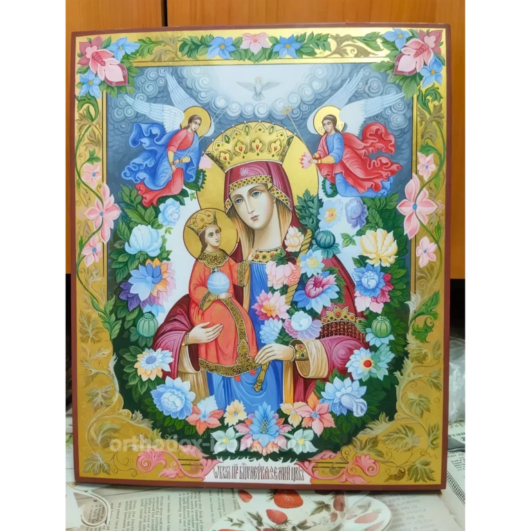 Hand Painted Icon of the Mother of God 'Unfading Flower'