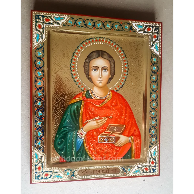 Hand Painted Orthodox Icon of Saint Panteleimon