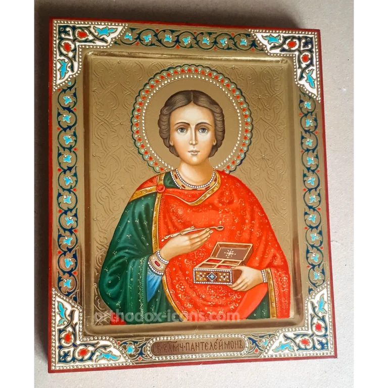 Hand Painted Orthodox Icon of Saint Panteleimon