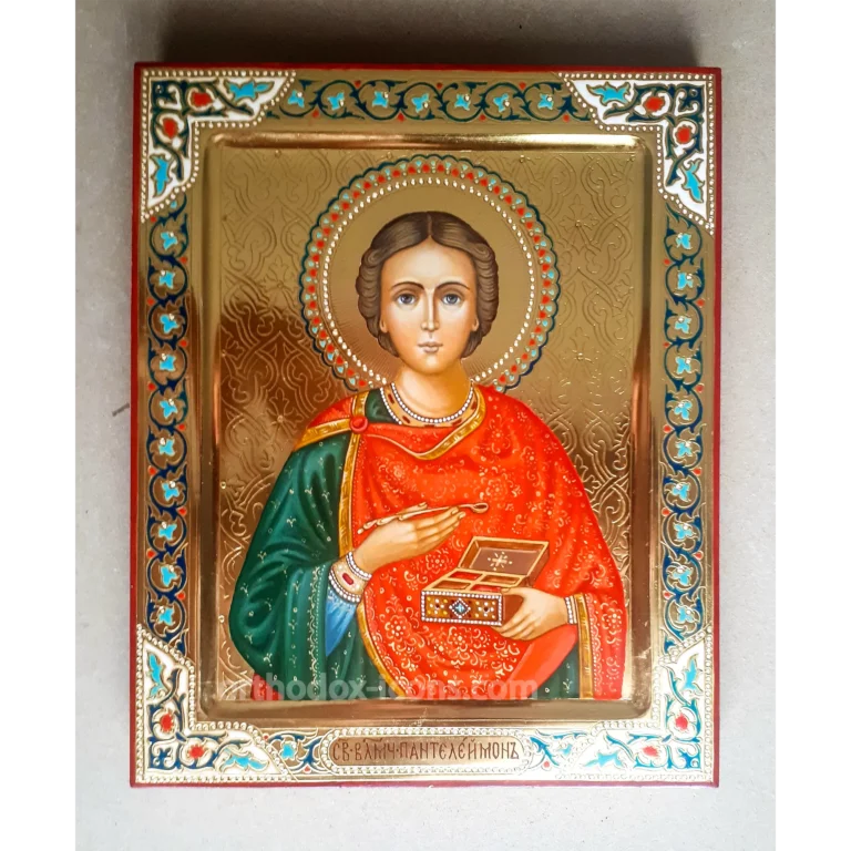 Hand Painted Orthodox Icon of Saint Panteleimon