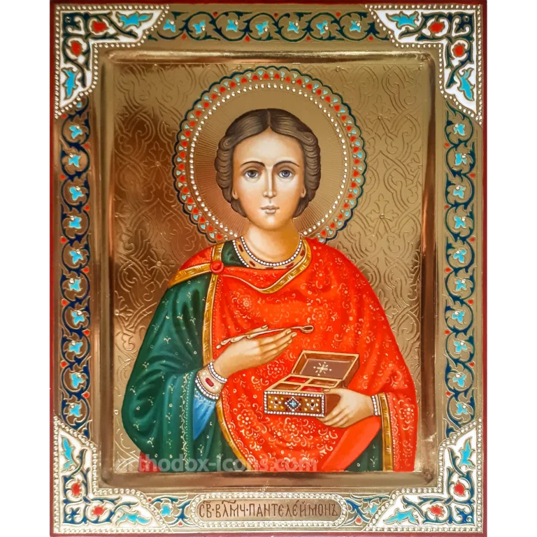 Hand Painted Orthodox Icon of Saint Panteleimon