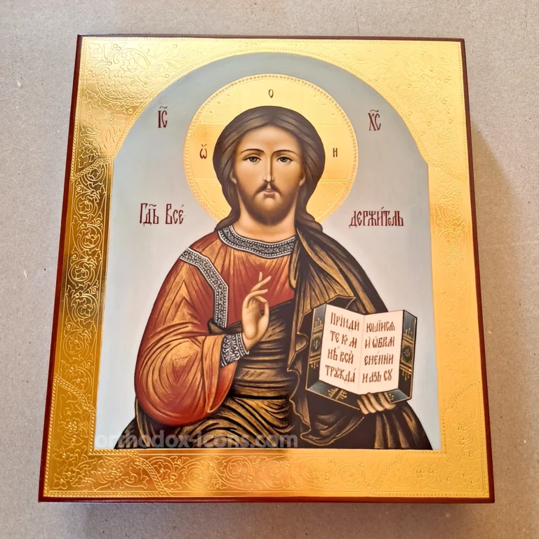 Orthodox Icon Jesus Christ | Relief Gold Pantocrator