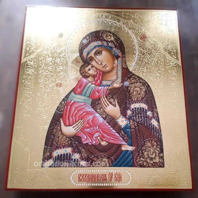 Theotokos Vladimir Orthodox Icon Hand Painted Gold Leaf Icon