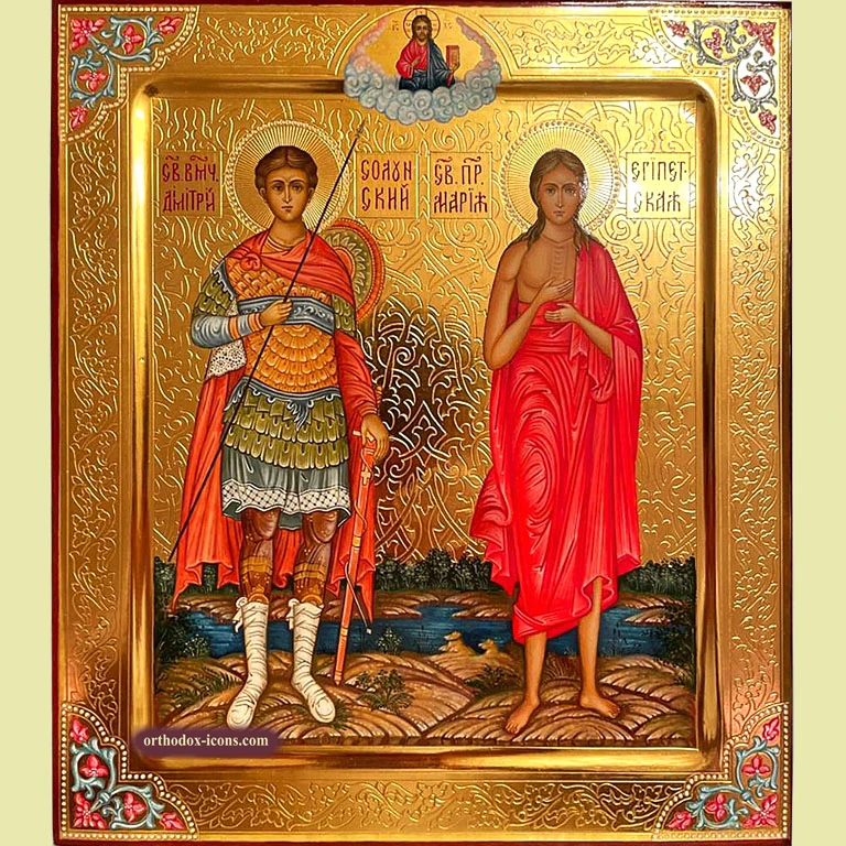 Orthodox Icon St. Demetrius and Mary of Egypt