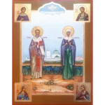 Orthodox Icon St. Nicholas and Natalia of Nicomedia