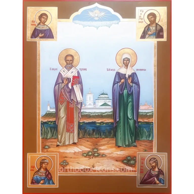 Orthodox Icon St. Nicholas and Natalia of Nicomedia