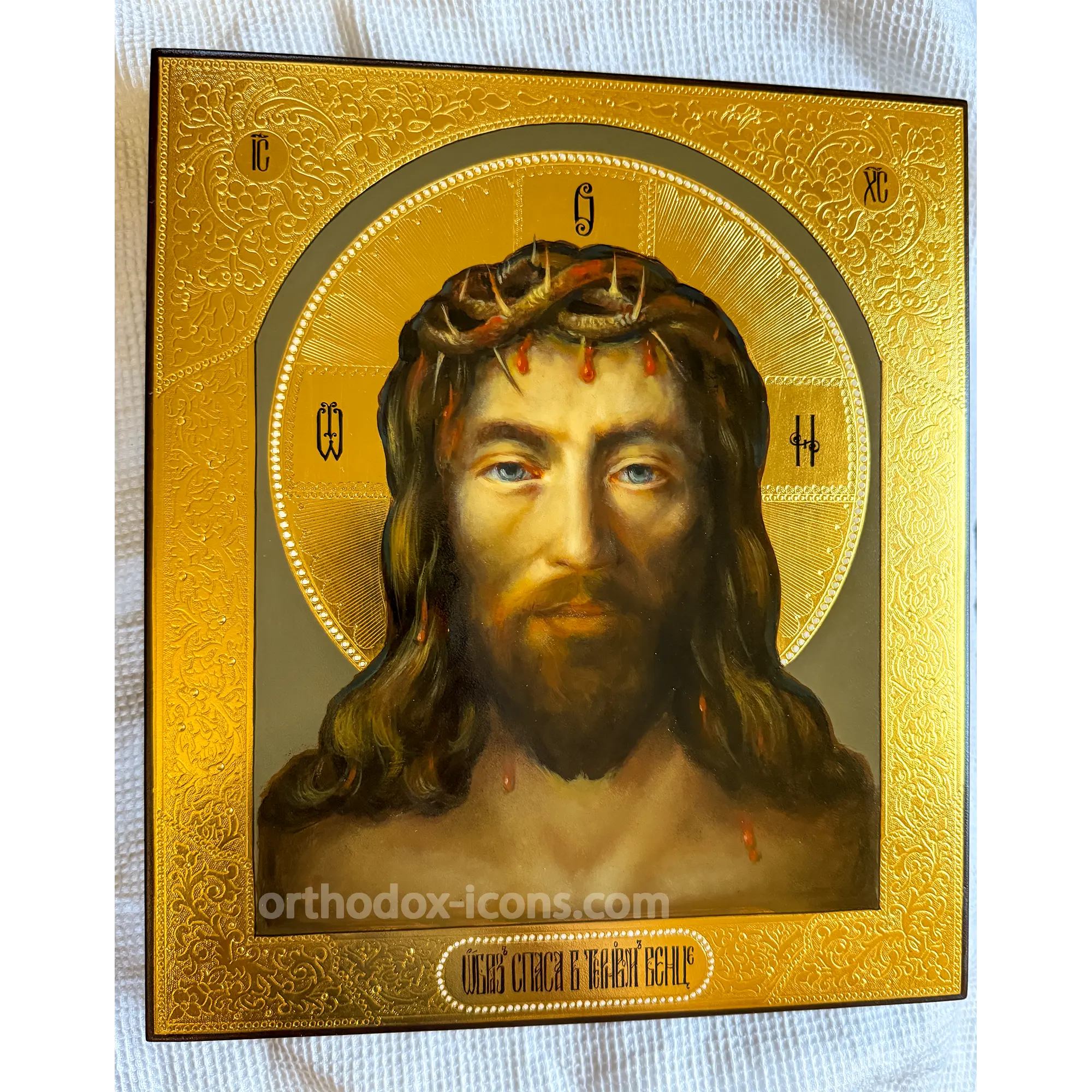 Hand Painted Icon of Christ in the Crown of Thorn Hand Painted Icon of Christ in the Crown of Thorn