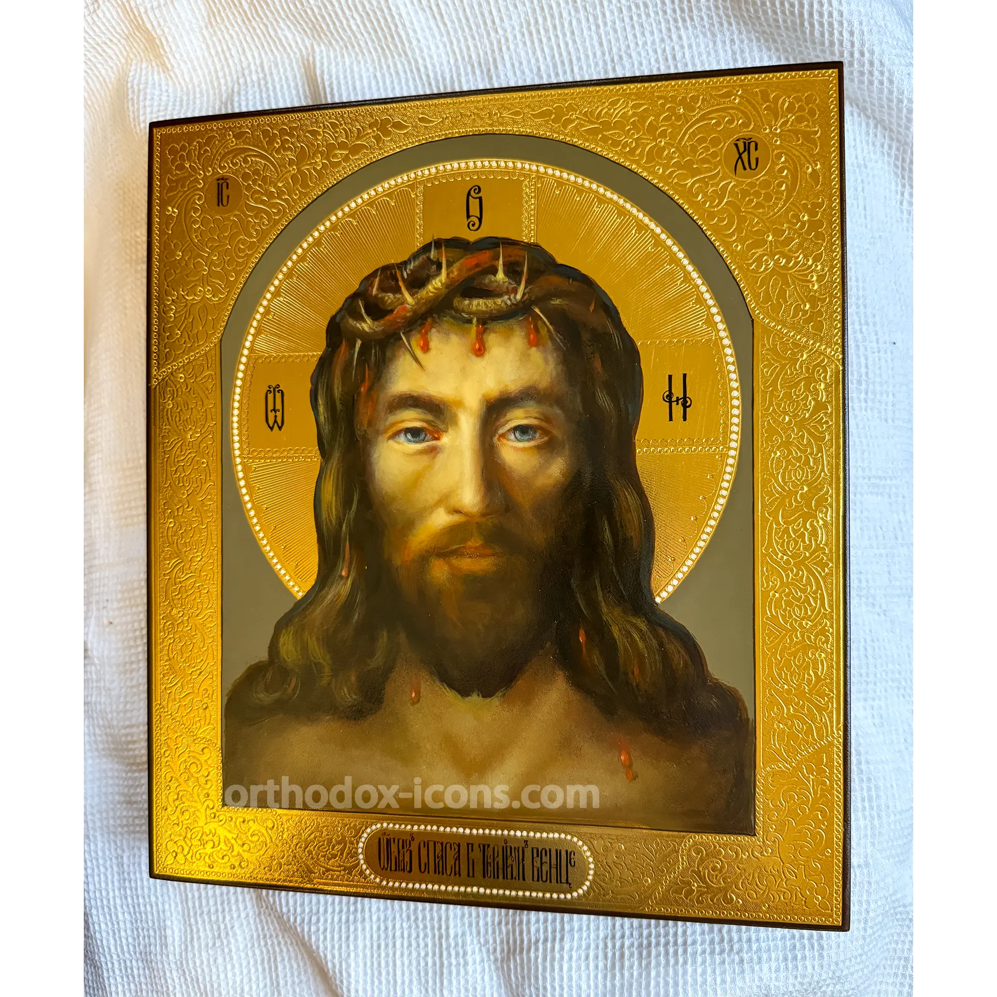 Hand Painted Icon of Christ in the Crown of Thorn Hand Painted Icon of Christ in the Crown of Thorn