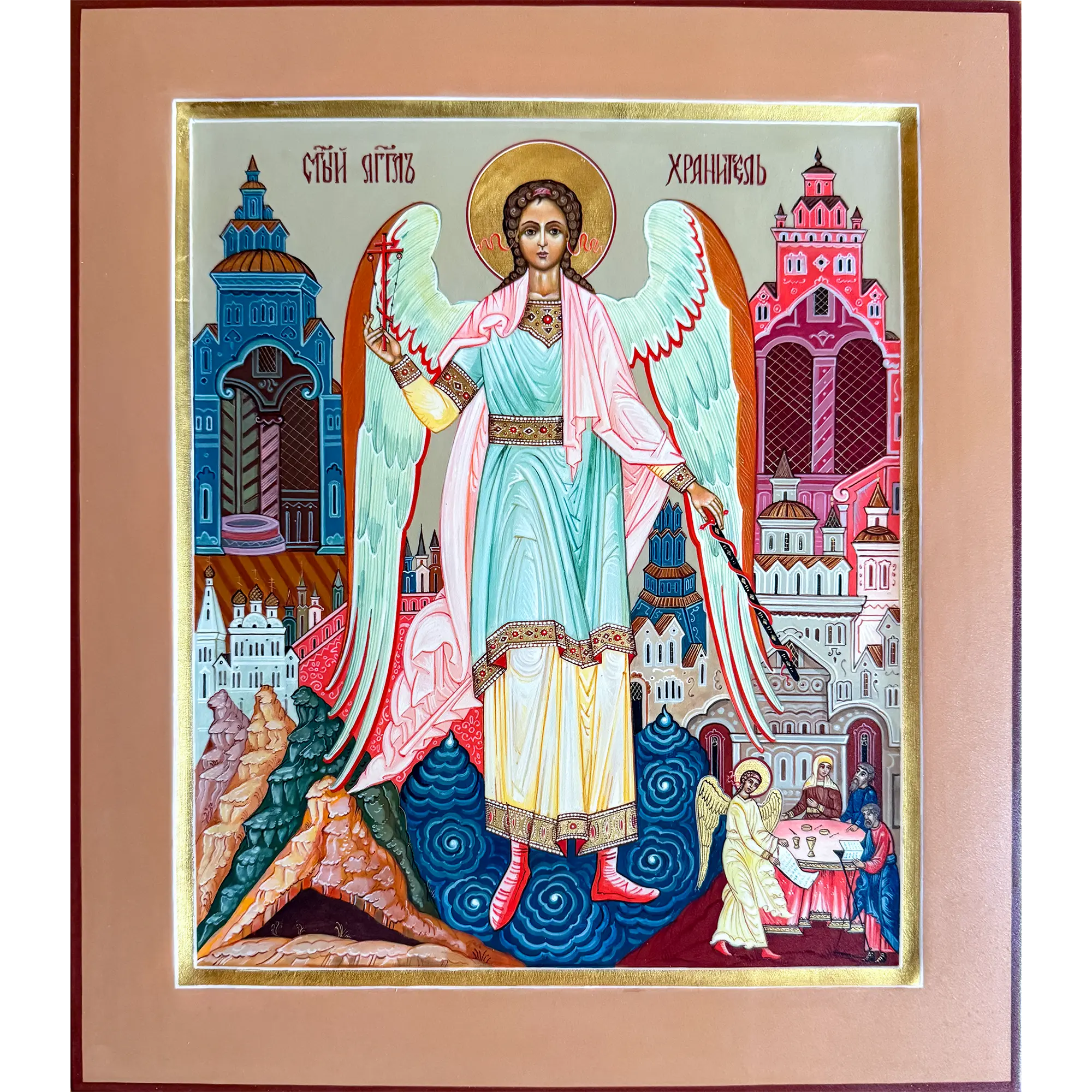 guardian angel icon with heavenly jerusalem guardian angel icon with heavenly jerusalem