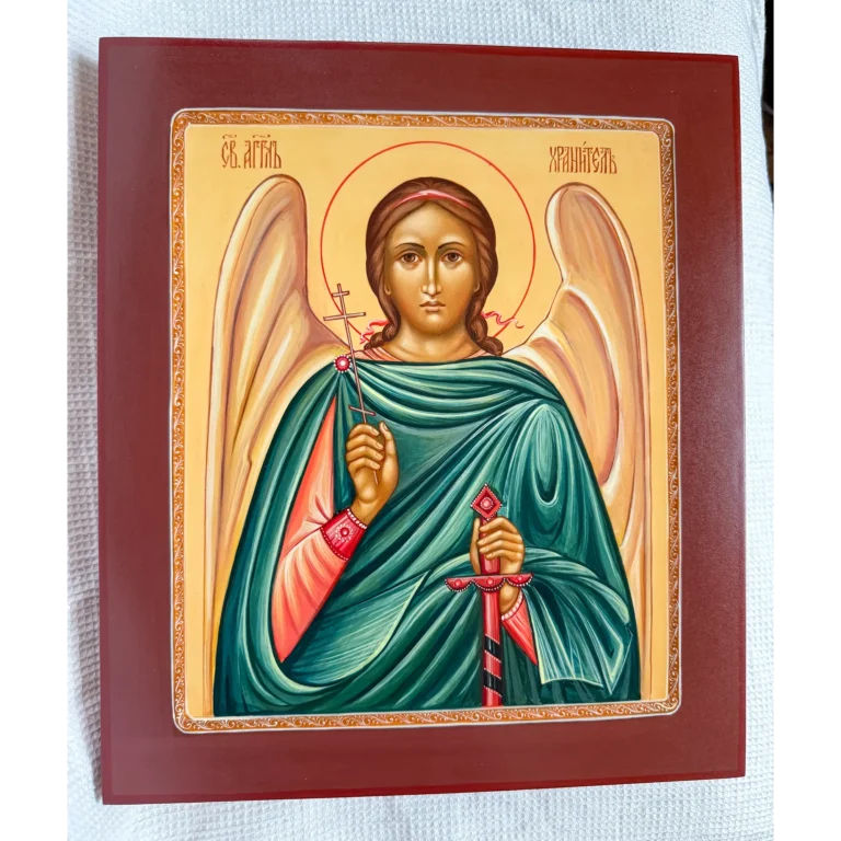Guardian Angel with Cross and Sword Icon | Hand-Painted Orthodox Icon