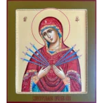 hand painted seven arrows theotokos icon