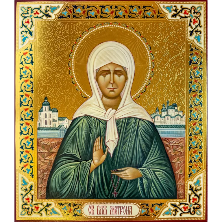 matrona of moscow icon with chased gold