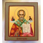 saint nicholas the wonderworker with open gospel icon