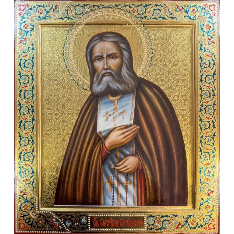 seraphim of sarov hand painted icon