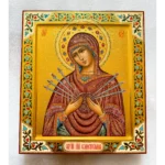 seven arrows mother of god icon with chased gold