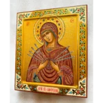 seven arrows mother of god icon with chased gold