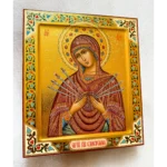 seven arrows mother of god icon with chased gold