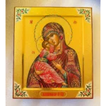 vladimir mother of god icon with chased gold