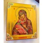 vladimir mother of god icon with chased gold
