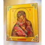 vladimir mother of god icon with chased gold